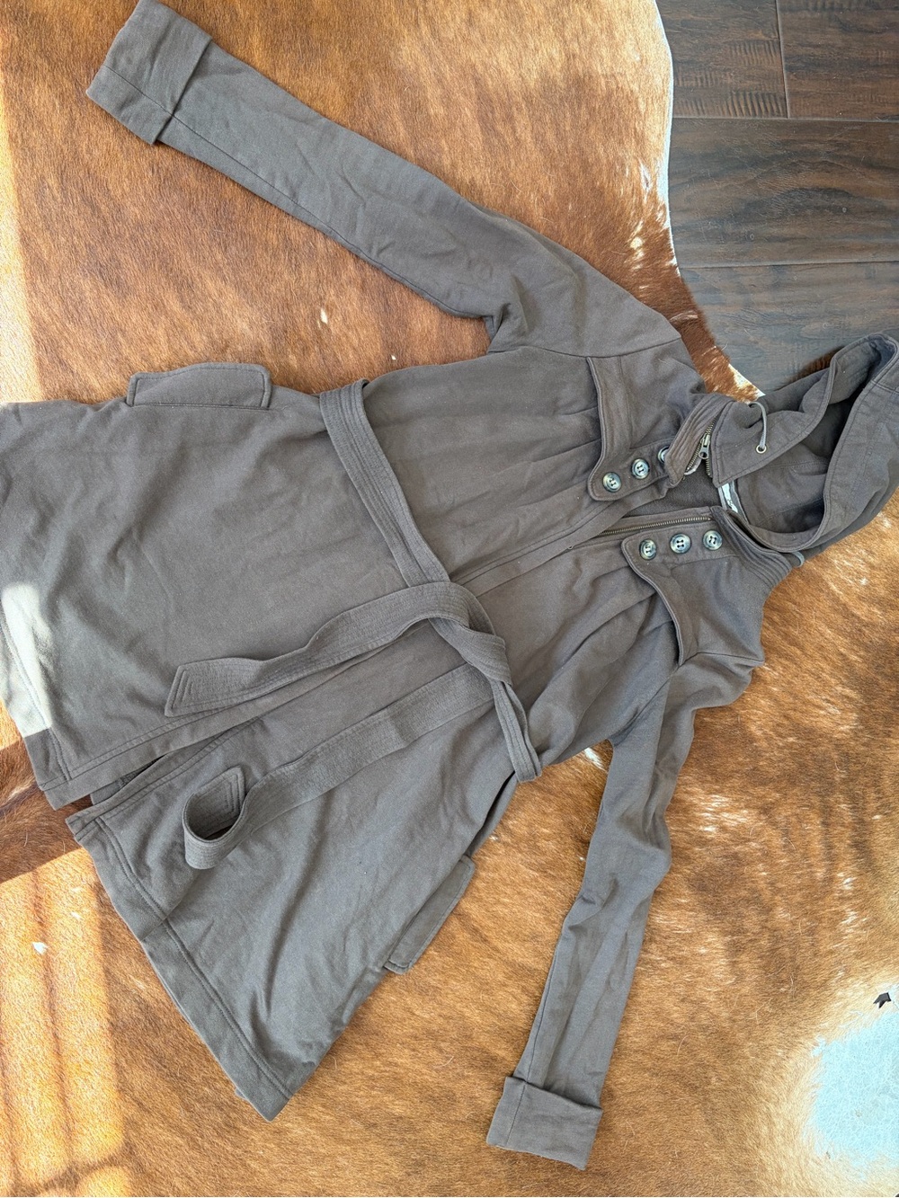 Women’s Hooded Belted Coat - Brown